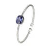 Charles Garnier Charles Garnier Sterling Silver 3mm Mesh Cuff With Tanzanite Color CZ (Oval Shape 14X1mm) Circumference 6.75'' Rhodium Finish