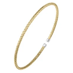 Charles Garnier Charles Garnier Sterling Silver 2mm Mesh Cuff 2 Tone 18K Yellow Gold And Rhodium Finish