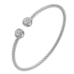 Charles Garnier Charles Garnier Sterling Silver 3mm Mesh Cuff With CZ Rhodium Finish