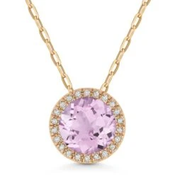 Madison L Madison L 14k Yellow Gold Amethyst & Diamond Pendant