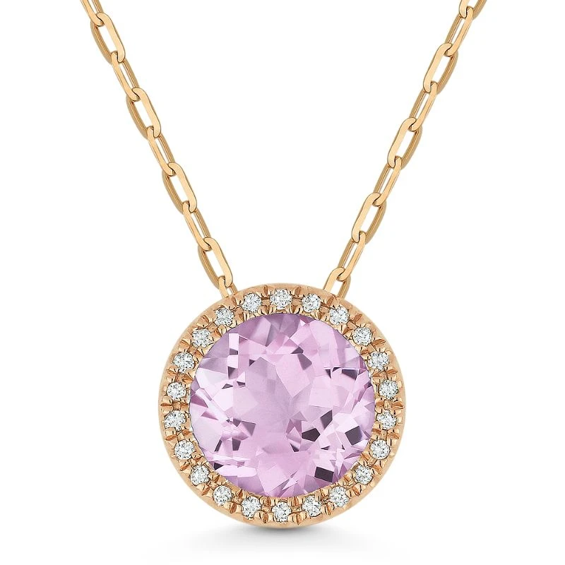 Madison L Madison L 14k Yellow Gold Amethyst & Diamond Pendant