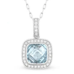 Madison L Madison L 14k White Gold Topaz & Diamond Pendant