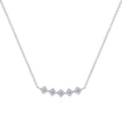 Gabriel & Co. Fashion Gabriel & Co. 14k White Gold Art Moderne Diamond Bar Necklace