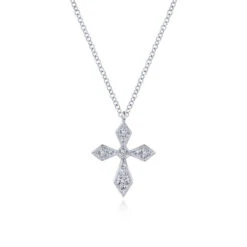 Gabriel & Co. Fashion Gabriel & Co. 14k White Gold Faith Diamond Religious Cross Necklace