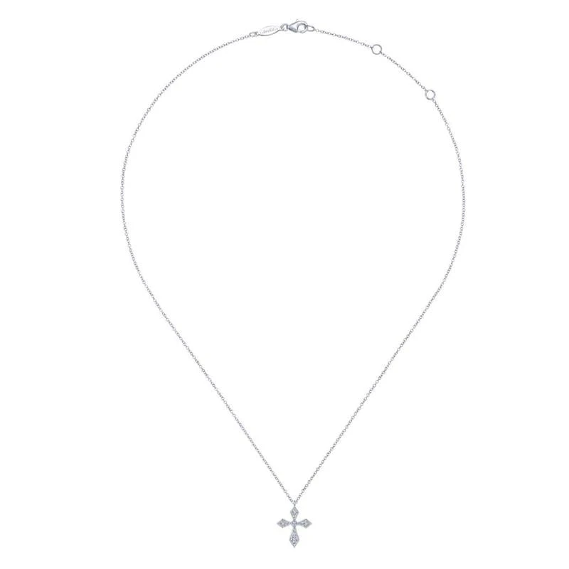 Gabriel & Co. Fashion Gabriel & Co. 14k White Gold Faith Diamond Religious Cross Necklace - Image 2