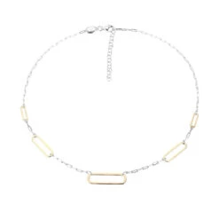 Charles Garnier Charles Garnier Sterling Silver Necklace Made With Paperclip Chain (2mm) And Paperclip Stations Measures 36'' Long 2 Tone