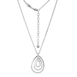 Charles Garnier Charles Garnier Sterling Silver Necklace Made With CZ Concentric Pear Shape Pendant