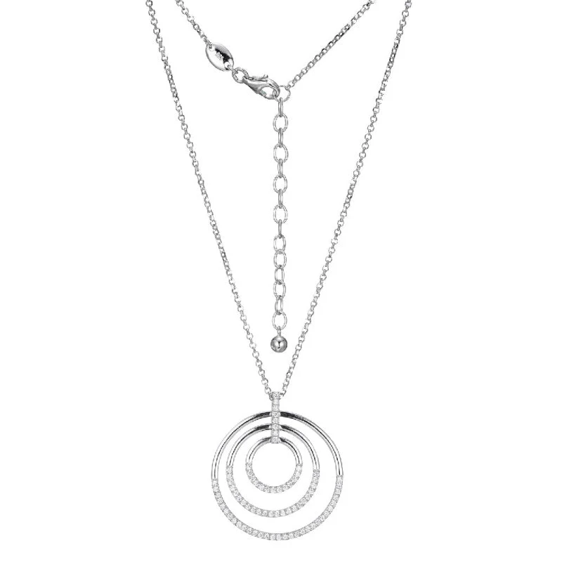Charles Garnier Charles Garnier Sterling Silver Necklace Made With CZ Concentric Circle Pendant