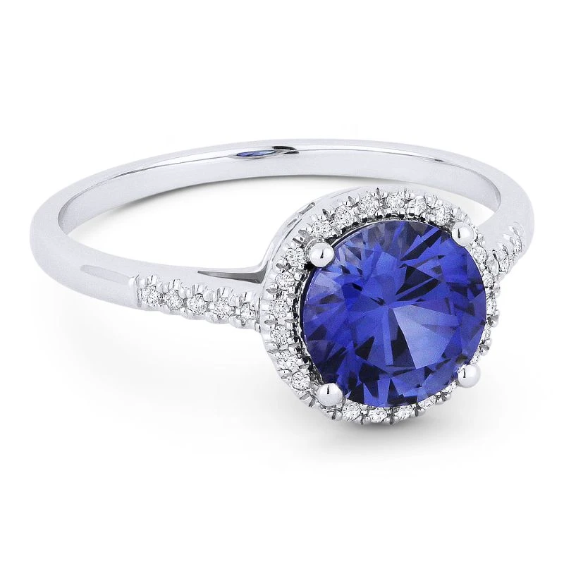 Madison L Madison L 14k White Gold Created Sapphire & Diamond Ring
