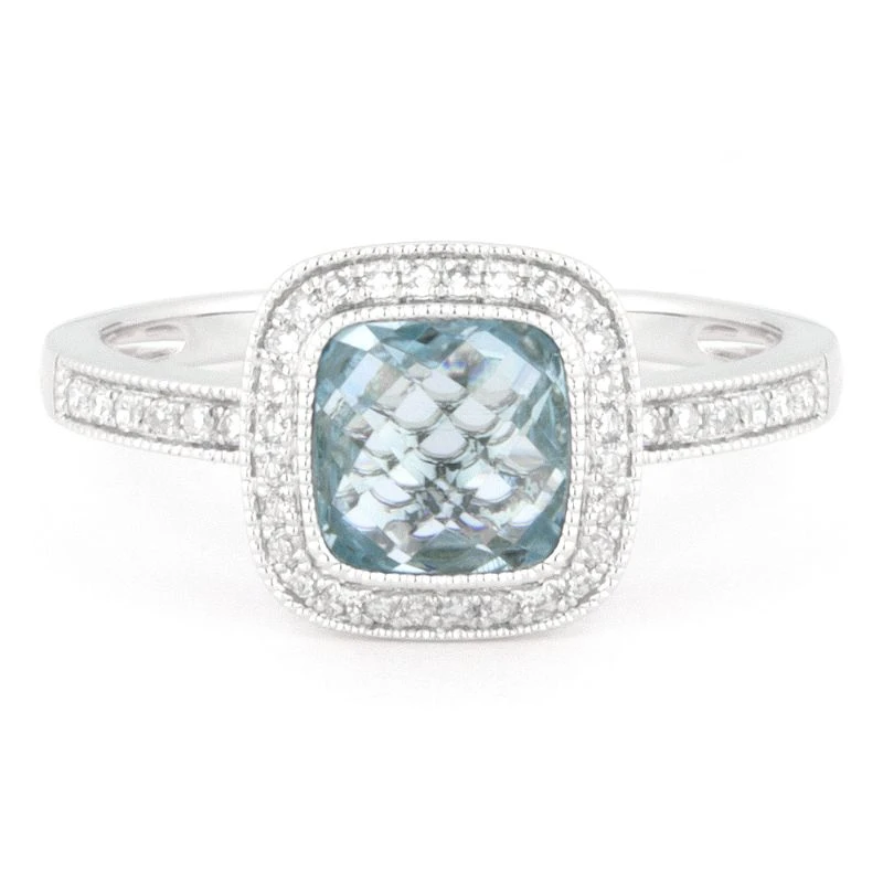 Madison L Madison L 14k White Gold Topaz & Diamond Ring