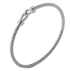 Charles Garnier Charles Garnier Sterling Silver 3mm Mesh Bangle Rhodium Finish