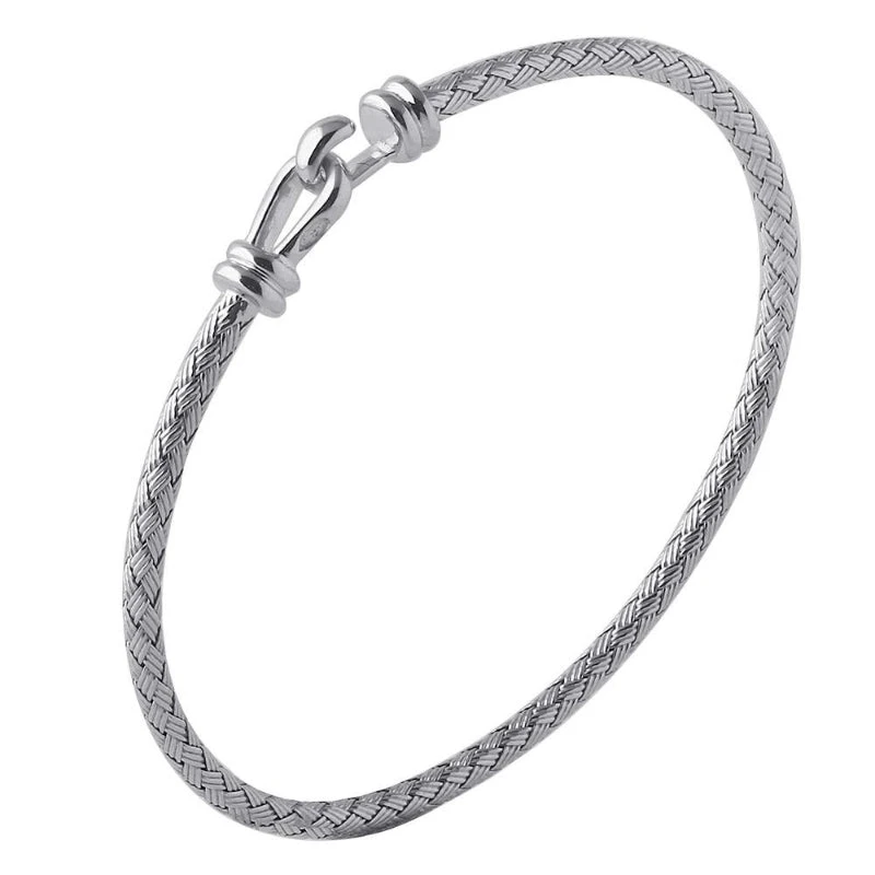 Charles Garnier Charles Garnier Sterling Silver 3mm Mesh Bangle Rhodium Finish