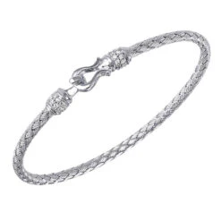 Charles Garnier Charles Garnier Sterling Silver 3mm Mesh Bangle With CZ Rhodium Finish
