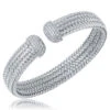 Charles Garnier Charles Garnier Sterling Silver 12mm Mesh Cuff With CZ Rhodium Finish