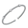 Charles Garnier Charles Garnier Sterling Silver 4mm Mesh Cuff With CZ Rhodium Finish