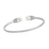 Charles Garnier Charles Garnier Sterling Silver 3mm Mesh Cuff With Freshwater Pearl And CZ Rhodium Finish