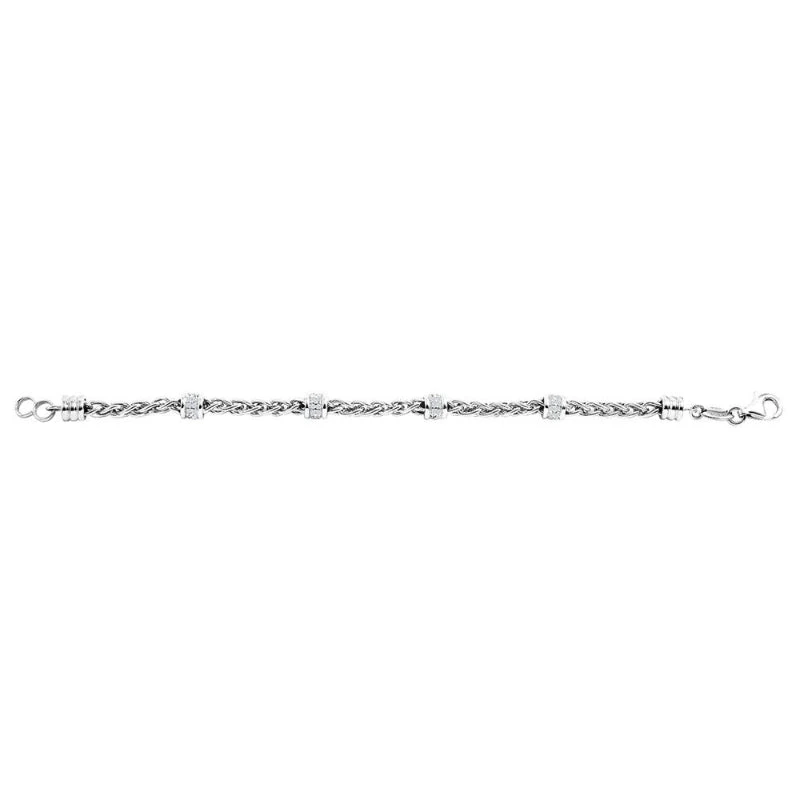 Charles Garnier Charles Garnier Sterling Silver Bracelet With CZ 7.25'' Long Rhodium Finish