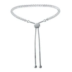 Charles Garnier Charles Garnier Sterling Silver Tennis Bolo Bracelet With CZ Rhodium Finish