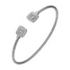 Charles Garnier Charles Garnier Sterling Silver 2mm Mesh Cuff With CZ Rhodium Finish.