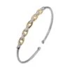 Charles Garnier Charles Garnier Sterling Silver 2mm Mesh Cuff With CZ 2 Tone Rhodium And 18K Yellow Gold Finish