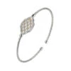 Charles Garnier Charles Garnier Sterling Silver 2mm Mesh Cuff With Mother Of Pearl And CZ Rhodium Finish