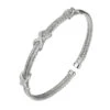 Charles Garnier Charles Garnier Sterling Silver Double 2mm Mesh Cuff With CZ Rhodium Finish