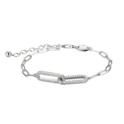 Charles Garnier Charles Garnier Sterling Silver Bracelet Made With Paperclip Chain (3mm) And CZ Interlock Paperclip In Center
