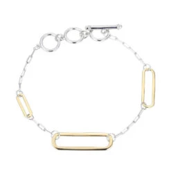 Charles Garnier Charles Garnier Sterling Silver Bracelet Made With Paperclip Chain (2mm) And 3 Paperclip Stations