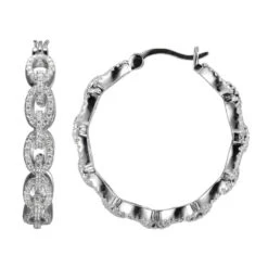Charles Garnier Charles Garnier Sterling Silver CZ Hoop Earrings Rhodium Finish