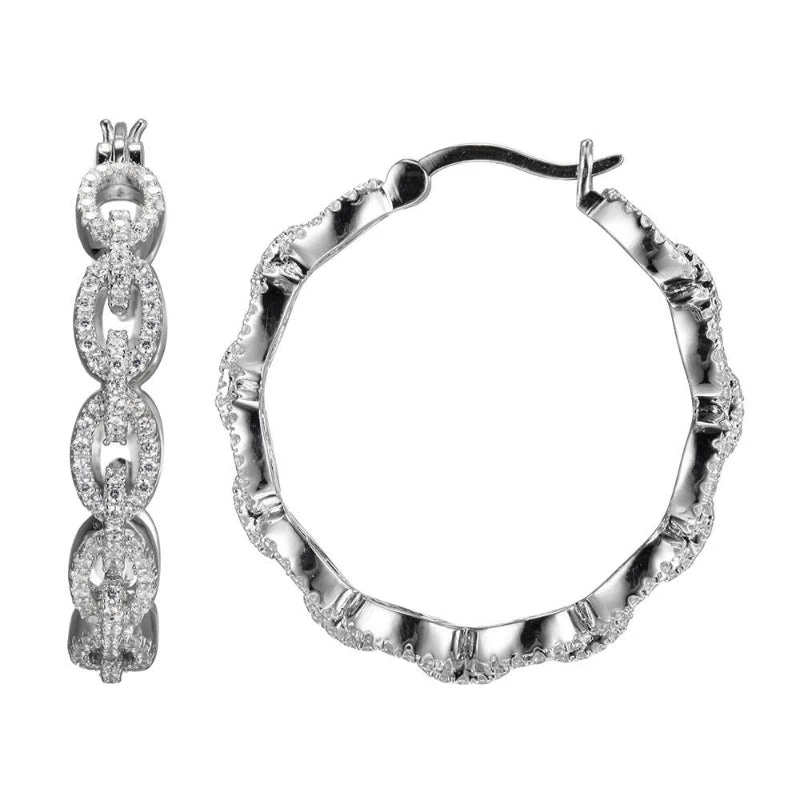 Charles Garnier Charles Garnier Sterling Silver CZ Hoop Earrings Rhodium Finish