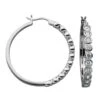 Charles Garnier Charles Garnier Sterling Silver Hoop CZ Earrings Round Approximate 35mm Rhodium Finish