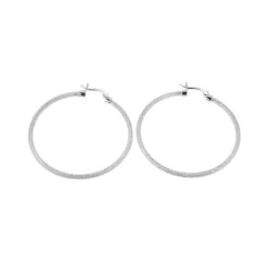 Charles Garnier Charles Garnier Sterling Silver Hoop Earrings Round Approximate 45mm Rhodium Finish