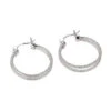 Charles Garnier Charles Garnier Sterling Silver Hoop Earrings Round Approximate 25mm Rhodium Finish