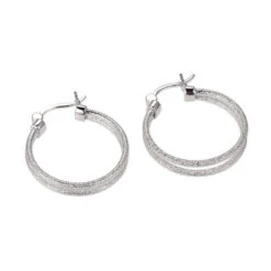 Charles Garnier Charles Garnier Sterling Silver Hoop Earrings Round Approximate 25mm Rhodium Finish