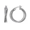Charles Garnier Charles Garnier Sterling Silver 2mm Mesh With CZ Hoop Earrings Approximate Round 25mm Rhodium Finish
