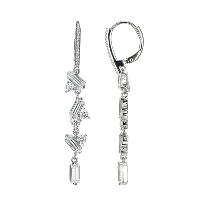 Charles Garnier Charles Garnier Sterling Silver Earrings With CZ Rhodium Finish