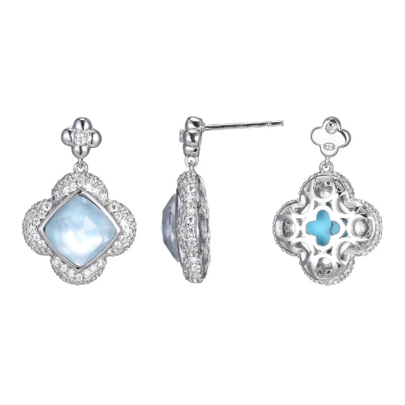 Charles Garnier Charles Garnier Sterling Silver Earrings Made With Triple Stone (Clear Quartz Op Top