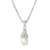 Charles Garnier Charles Garnier Sterling Silver Necklace With Freshwater Pearl And CZ 17''+2'' Rhodium Finish