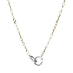 Charles Garnier Charles Garnier Sterling Silver Necklace Made With Paperclip Chain (3mm) And 2 CZ Circles In Center
