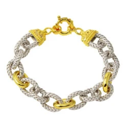 Charles Garnier Charles Garnier Sterling Silver 3mm Mesh Bracelet 8'' Long 2 Tone