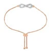 Charles Garnier Charles Garnier Sterling Silver Bolo Bracelet With CZ 2 Tone Rose Gold And Rhodium Finish