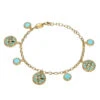 Charles Garnier Charles Garnier Sterling Silver Cuff With Synthetic Turquoise And CZ 6.75''+1.5'' 18K Yellow Gold Finish