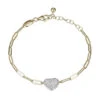 Charles Garnier Charles Garnier Sterling Silver Bracelet Made With Paperclip Chain (3mm) And Pave CZ Heart In Center