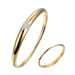 Charles Garnier Charles Garnier Sterling Silver Hinged Bangle With CZ Clover Circumference 6.75'' 2 Tone