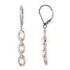 Charles Garnier Charles Garnier Sterling Silver Link Earrings With CZ 2 Tone Rose Gold And Rhodium Finish
