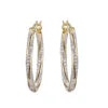 Charles Garnier Charles Garnier Sterling Silver Hoop Earrings With CZ Oval Approximate 3x22mm 2 Tone