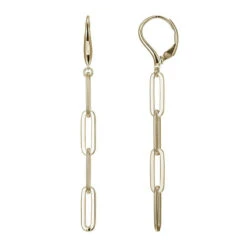 Charles Garnier Charles Garnier Sterling Silver Earrings Made With Paperclip Chain (5mm) Lever Back 18K Yellow Gold Finish