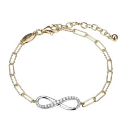 Charles Garnier Charles Garnier Sterling Silver Bracelet Made With Diamond Cut Paperclip Chain (3mm) And Reversible CZ Infinity (24x8mm) In Center
