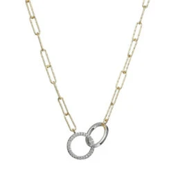 Charles Garnier Charles Garnier Sterling Silver Necklace Made With Diamond Cut Paperclip Chain (3mm) And 2 Circles In Center