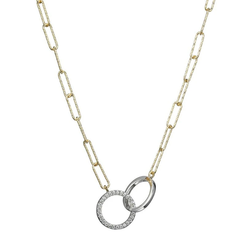 Charles Garnier Charles Garnier Sterling Silver Necklace Made With Diamond Cut Paperclip Chain (3mm) And 2 Circles In Center